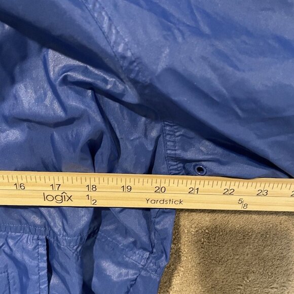 Women's TOTES Rain Coat Royal Blue Hooded With Large Pocket Size L Zipper Jacket - Picture 7 of 7